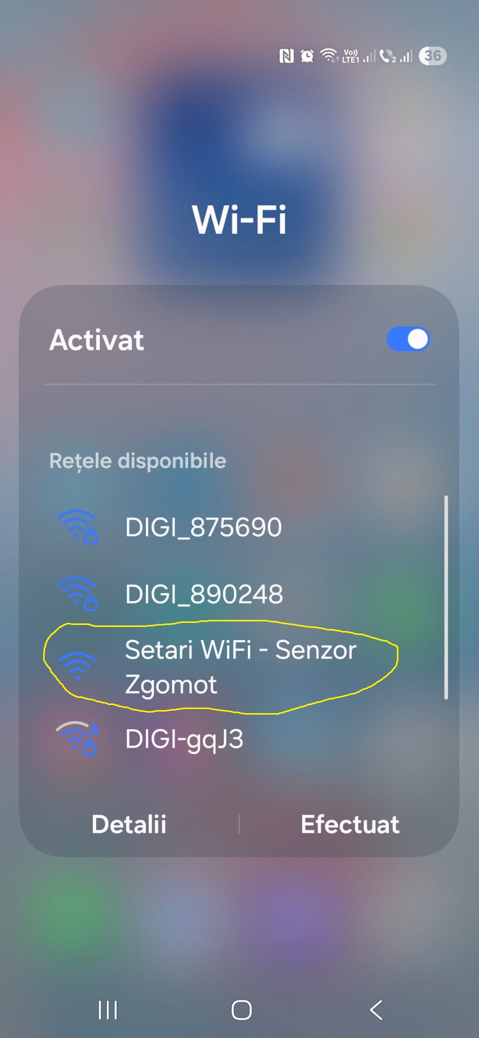 Lista rețelelor disponibile - WiFiManager