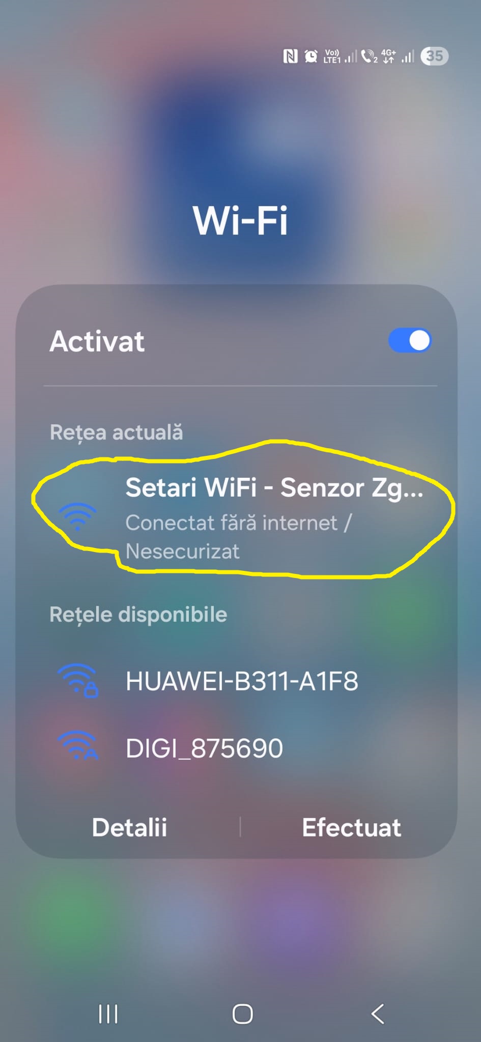 Confirmare conectare WiFi